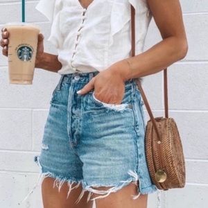 AGOLDE Dee Denim High Rise Fray Shorts Ricochet 24